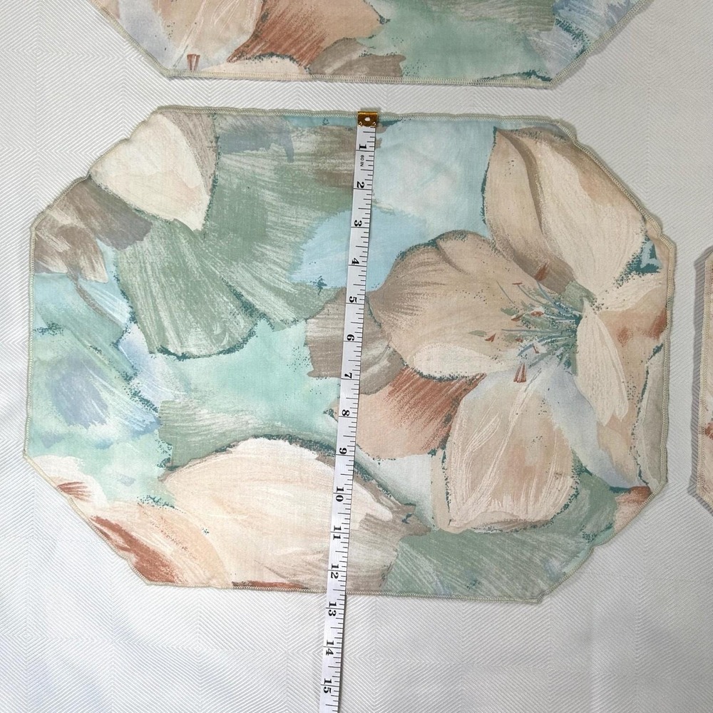 Set of 4 VTG Abstract Pastel Floral Cloth Placemats 80s Golden Girls/Granny Core - Picture 7 of 8